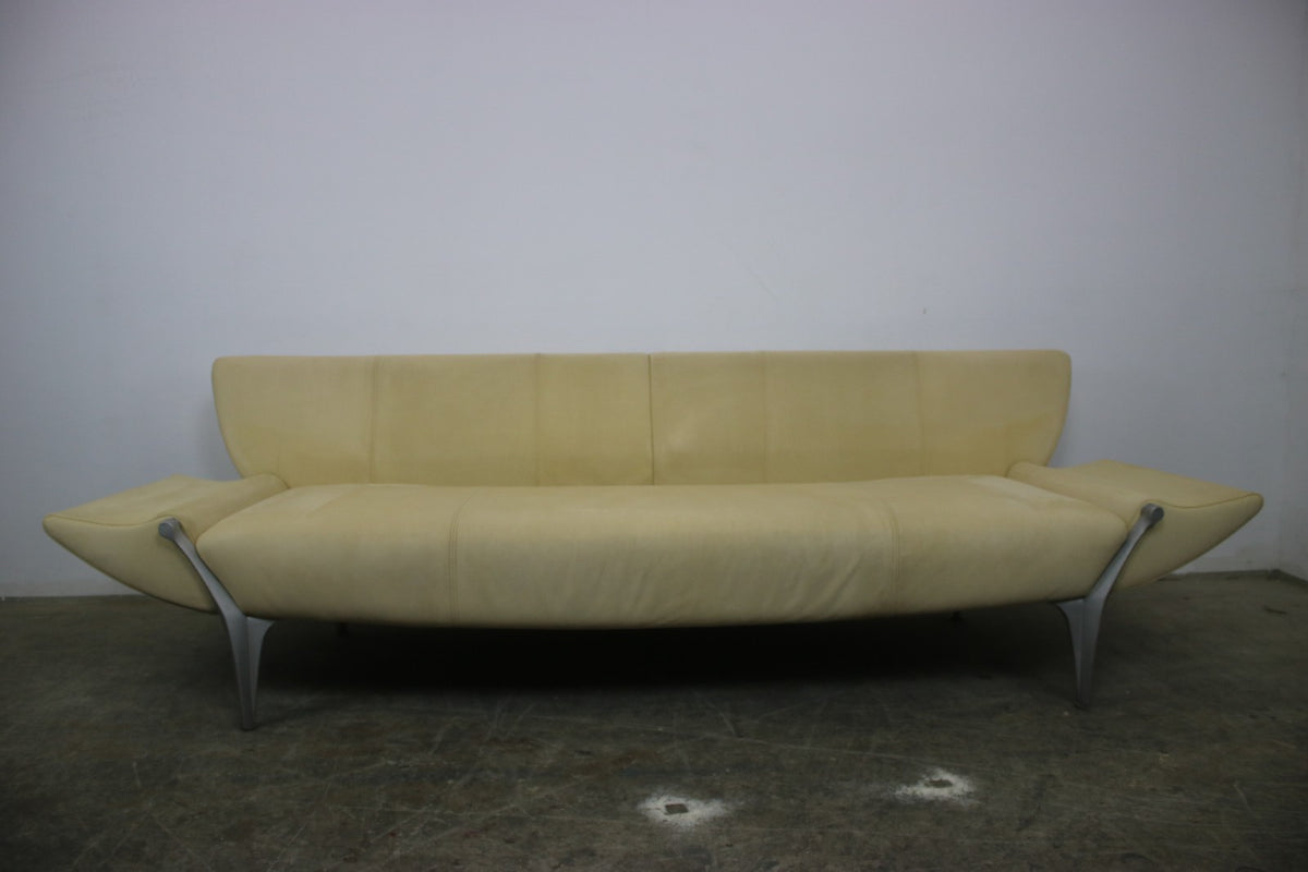 Rolf Benz Modell1600 Couch Gelb Veloursleder Dreisitzer Funktion Sofa | Rolf Benz - Bild 4