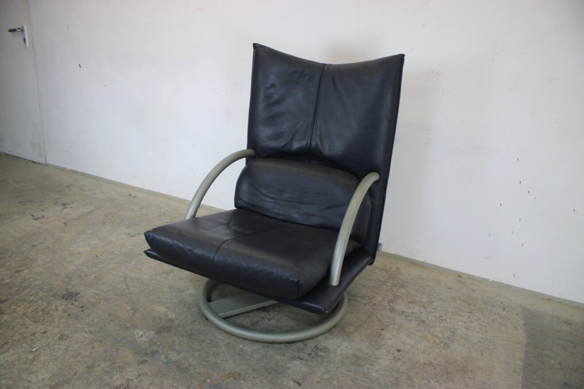 Rolf Benz BMP Sessel mit Hocker Modell 418 Torino Dunkelblau 80er Jahre Design | Rolf Benz - Bild 5