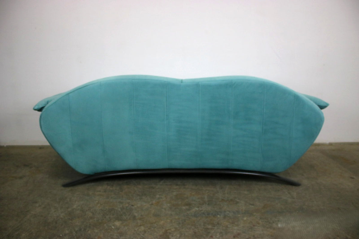 Rolf Benz Dreisitzer Couch Veloursleder Blau Designer Sofa | Rolf Benz - Bild 8