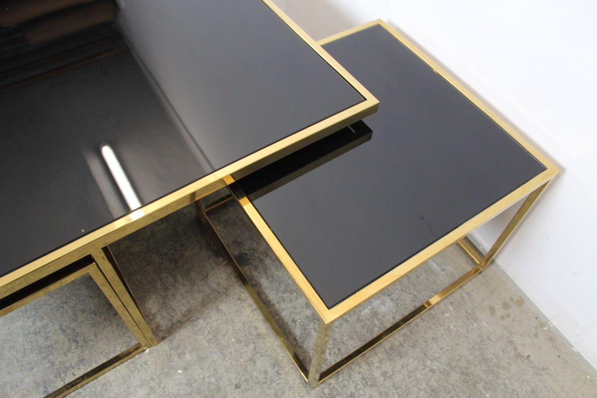 Eleganter Titanium - Glas - Couchtisch Mit 4 Ausziehbaren Besitelltischen | Handarbeit - Bild 7