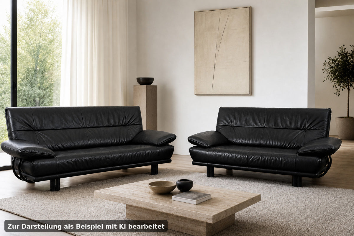 Rolf Benz 418 Couch Garnitur Leder Blau Zweisitzer & Dreisitzer Designer Sofa | Rolf Benz - Bild 1