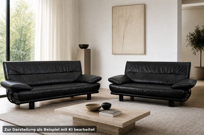 Rolf Benz 418 Couch Garnitur Leder Blau Zweisitzer & Dreisitzer Designer Sofa | Rolf Benz - Bild 1