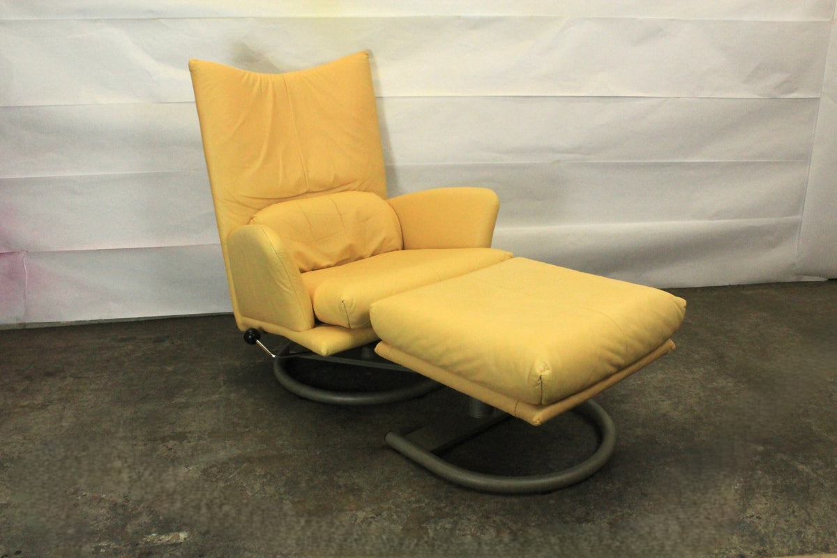 ROLF BENZ BMP | 1-SITZER MIT HOCKER | GELB LEDER | DESIGNER SESSEL | Rolf Benz - Bild 3