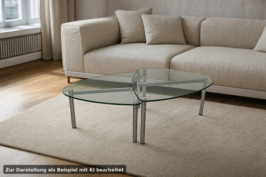 Designer Couchtisch Von Rolf Benz 2-Teilig Mit Glasplatte | Rolf Benz - Bild 1