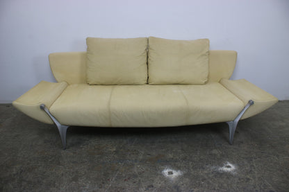 Rolf Benz Modell1600 Couch Gelb Veloursleder Dreisitzer Funktion Sofa | Rolf Benz - Bild 3