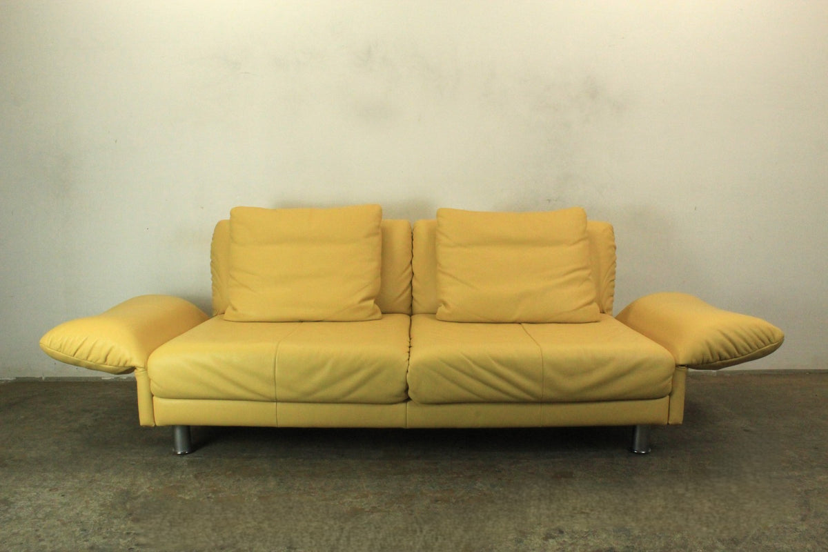 Rolf Benz 510 Couch Dreisitzer Echtleder Gelb Designer Sofa Manuelle Funktion | Rolf Benz - Bild 10