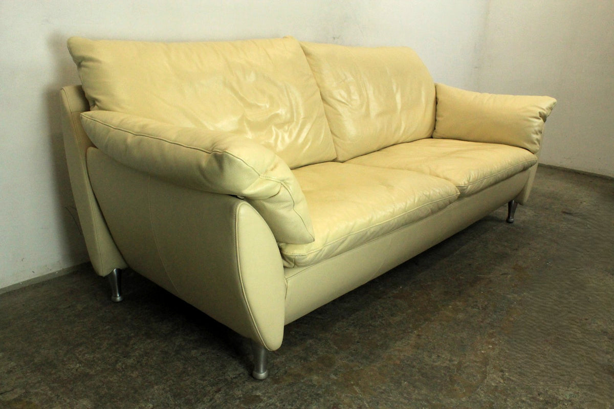Rolf Benz Sofa Modell 5600 Echtleder Creme Dreisitzer Couch Designer | Rolf Benz - Bild 3