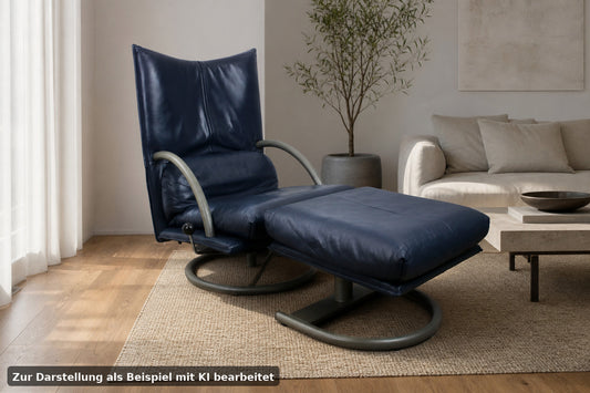 Rolf Benz BMP Torino Sessel Mit Hocker In Blau Funktion Designer | Rolf Benz - Bild 1