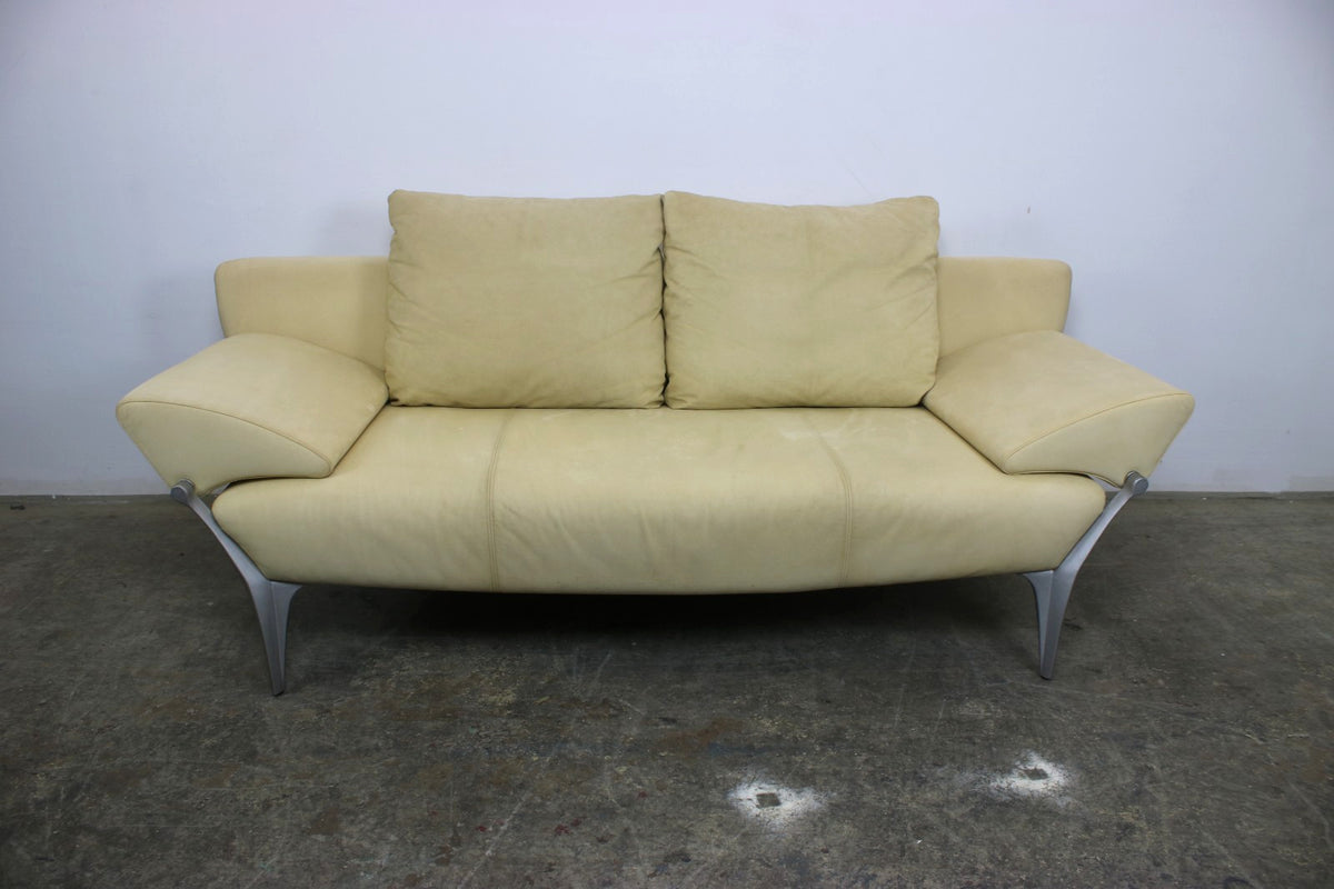 Rolf Benz Modell1600 Couch Gelb Veloursleder Dreisitzer Funktion Sofa | Rolf Benz - Bild 2