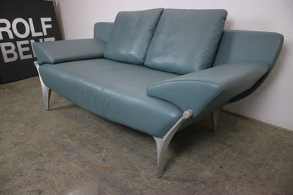 Rolf Benz Modell1600 Couch Echt Leder Graugrün Dreisitzer Funktion Sofa | Rolf Benz - Bild 5