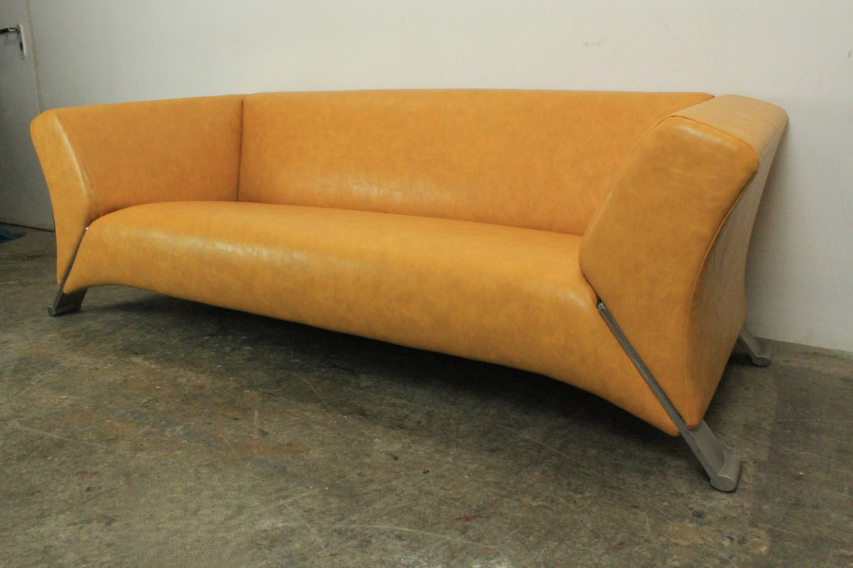 Rolf Benz 322 Clubsofa–Dreisitzer Designer Couch Neu Bezogen Gelb Leder | Rolf Benz - Bild 4