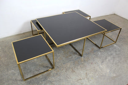 Eleganter Titanium - Glas - Couchtisch Mit 4 Ausziehbaren Besitelltischen | Handarbeit - Bild 2