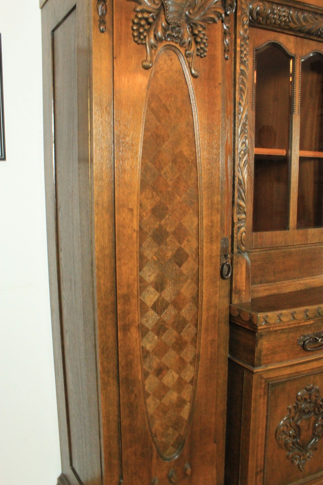 Prächtiger Jugendstil Kredenz/ Aufsatzbuffet Eiche Florale Schnitzereien | JUGENDSTIL - Bild 8