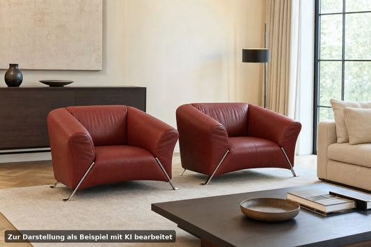 2 X Rolf Benz 322 Club Sessel Einsitzer Designer Sofa Echtleder Rot | Rolf Benz - Bild 1