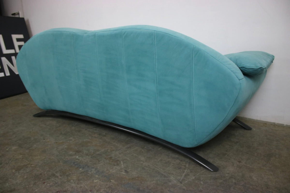 Rolf Benz Dreisitzer Couch Veloursleder Blau Designer Sofa | Rolf Benz - Bild 10
