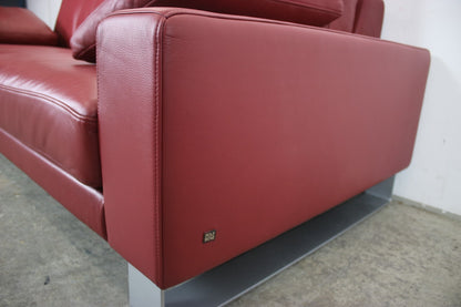 Rolf Benz EGO Designer Couch Auf Kufen Dreisitzer Leder Rot Sofa Mit Armkissen | Rolf Benz - Bild 8