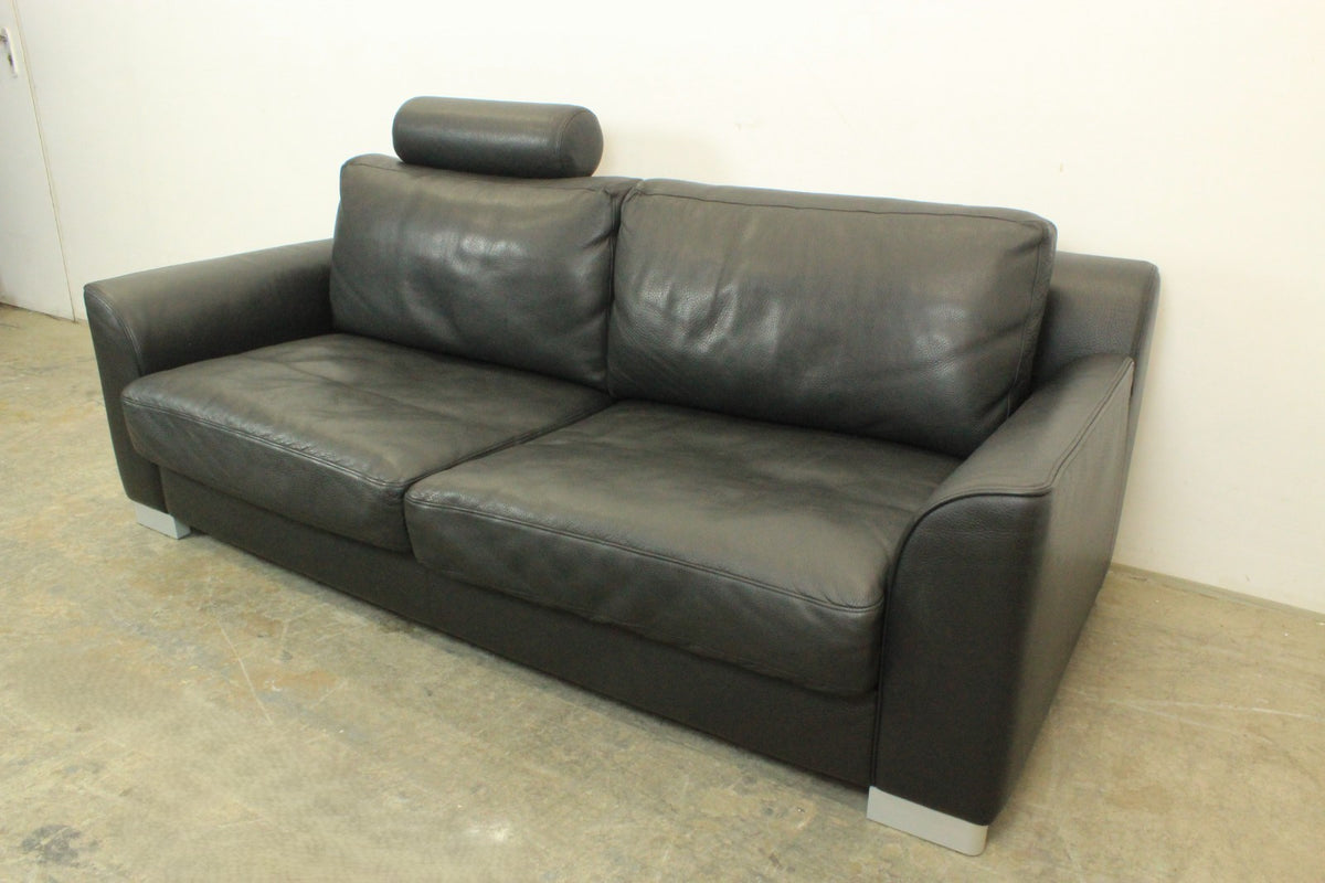 Walter Knoll Couch 3-Sitzer Designer Daunen Leder Sofa Schwarz Mit Kopfstütze | Walter Knoll - Bild 4