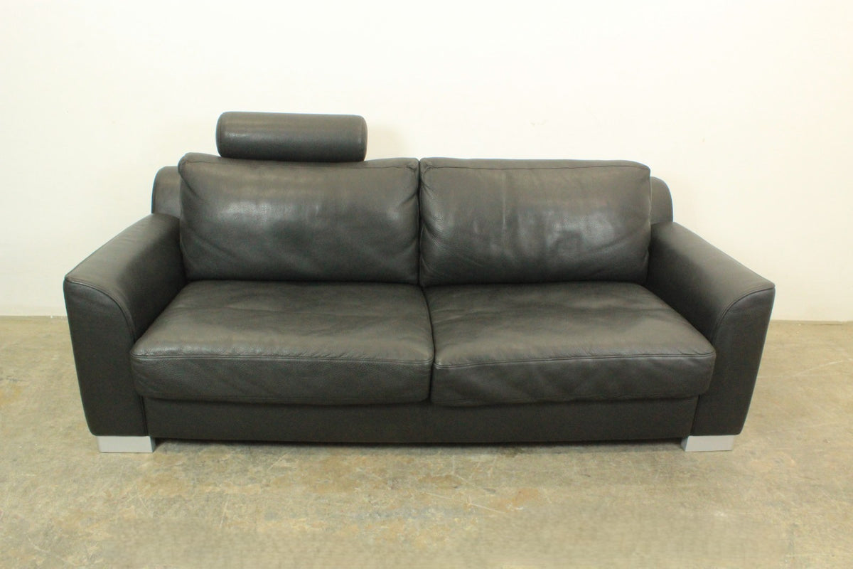 Walter Knoll Couch 3-Sitzer Designer Daunen Leder Sofa Schwarz Mit Kopfstütze | Walter Knoll - Bild 3