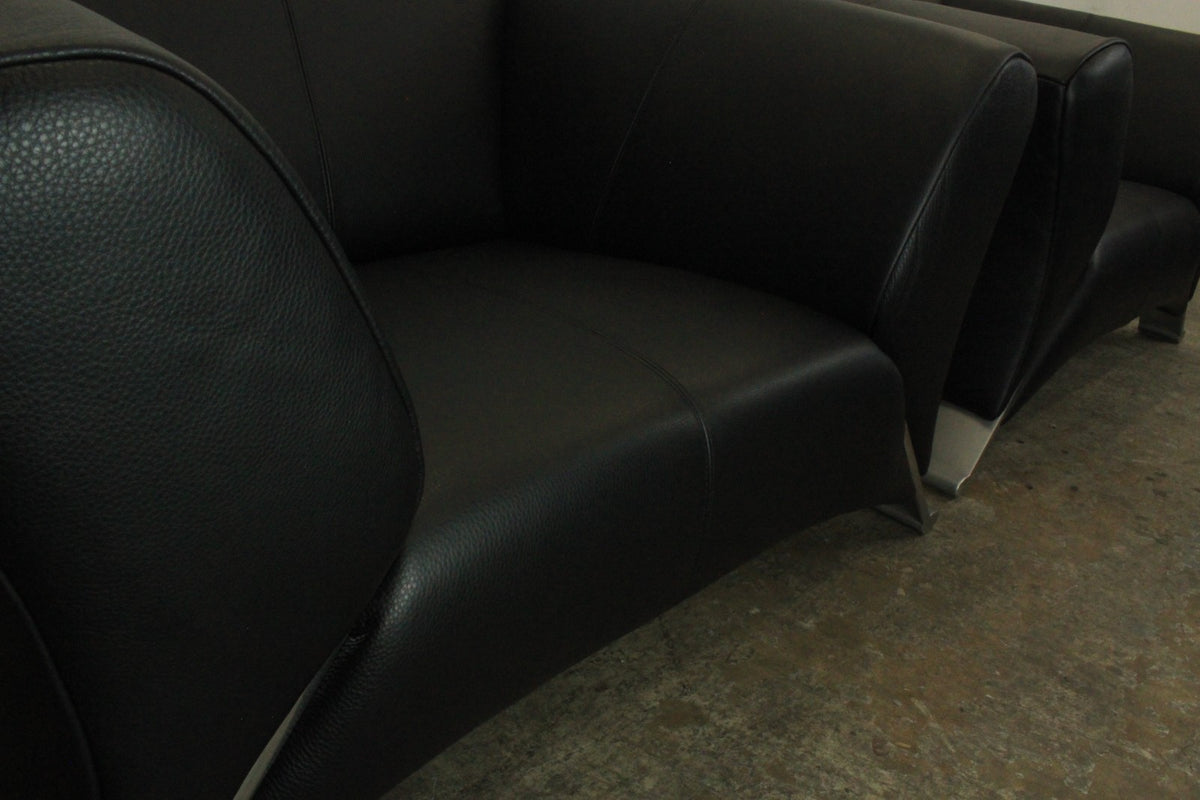 2 X Rolf Benz 322 Club Sessel Einsitzer Designer Sofa Echtleder Jet Black | Rolf Benz - Bild 8