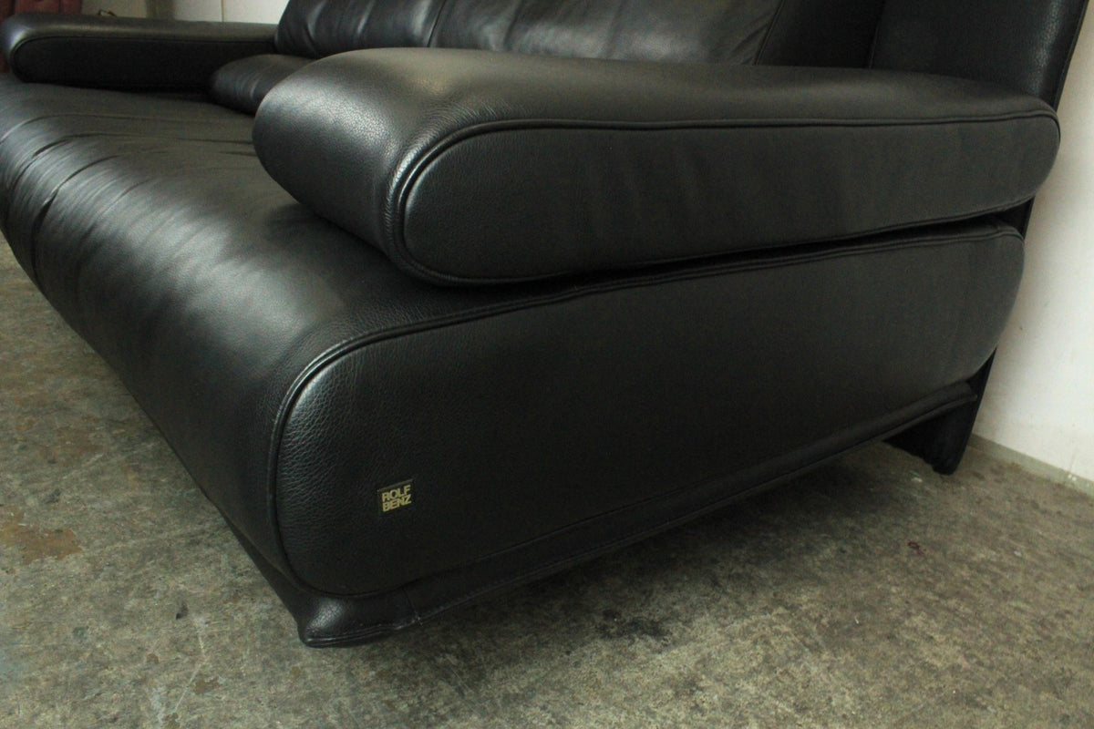 Rolf Benz Modell 6500 Zweisitzer Leder Schwarz Manuelle Funktion Designklassiker | Rolf Benz - Bild 5
