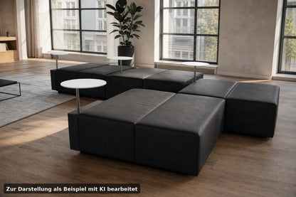 Walter Knoll Designer Loungemodule Sofa Couch Schwarz Leder& Weiße Glastische | Walter Knoll - Bild 1