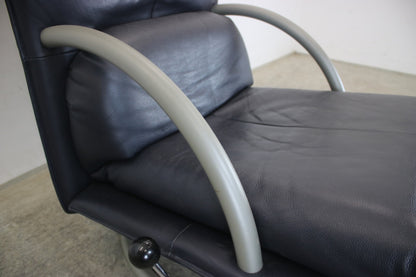 Rolf Benz BMP Sessel mit Hocker Modell 418 Torino Dunkelblau 80er Jahre Design | Rolf Benz - Bild 8