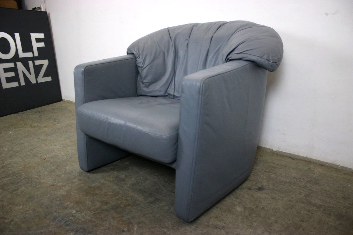 Rolf Benz BMP Sessel Blaugrau Einsitzer Sofa Echtleder Blaugrau Designer | Rolf Benz - Bild 4