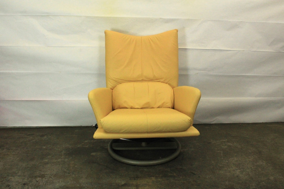 ROLF BENZ BMP | 1-SITZER MIT HOCKER | GELB LEDER | DESIGNER SESSEL | Rolf Benz - Bild 4