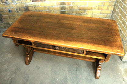 Altdeutsch / Renaissance Couchtisch Schreibtisch Massivholz Eiche mit Schublade | ALTDEUTSCH - Bild 3