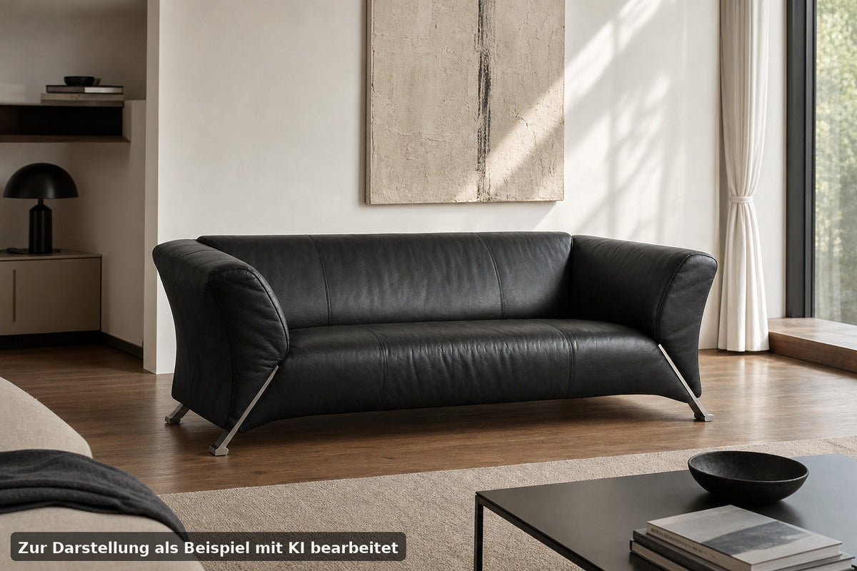 ROLF BENZ 322 | 2,5-SITZER | SCHWARZ LEDER | DESIGNER SOFA | Rolf Benz - Bild 1