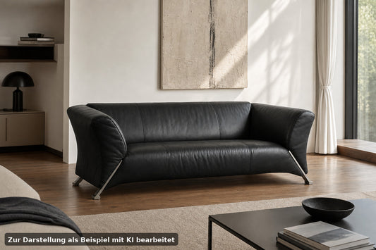 ROLF BENZ 322 | 2,5-SITZER | SCHWARZ LEDER | DESIGNER SOFA | Rolf Benz - Bild 1