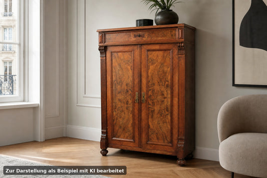 Gründerzeit Vertiko 3-EInlegeböden Nussbaum Hell Antik um 1880 | Louis Philippe - Bild 1