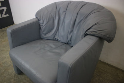 Rolf Benz BMP Sessel Blaugrau Einsitzer Sofa Echtleder Blaugrau Designer | Rolf Benz - Bild 5