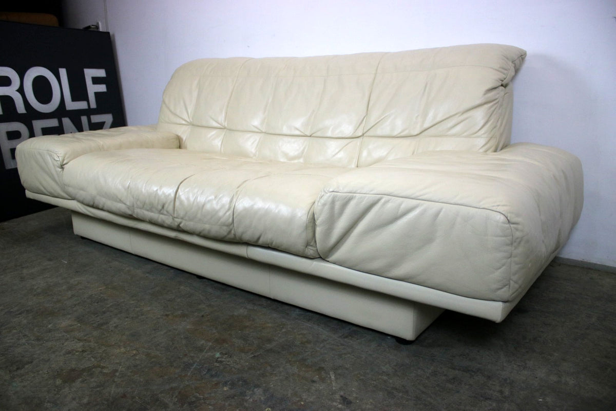 Designer Sofa von Rolf Benz AK Creme Leder Manuelle Funktion Dreisitzer Couch | Rolf Benz - Bild 4