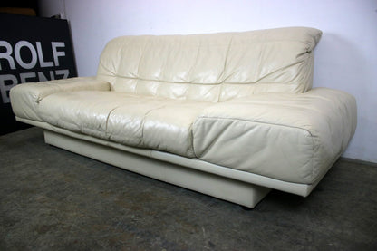 Designer Sofa von Rolf Benz AK Creme Leder Manuelle Funktion Dreisitzer Couch | Rolf Benz - Bild 4