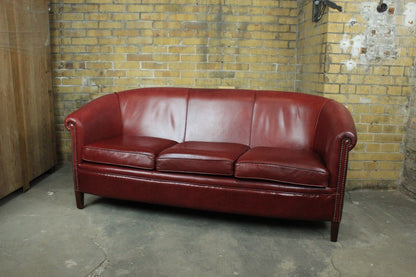 Original Englische Chesterfield Couch Dreisitzer Leder Rot Vintage Clubsofa 1983 | Chesterfield - Bild 2