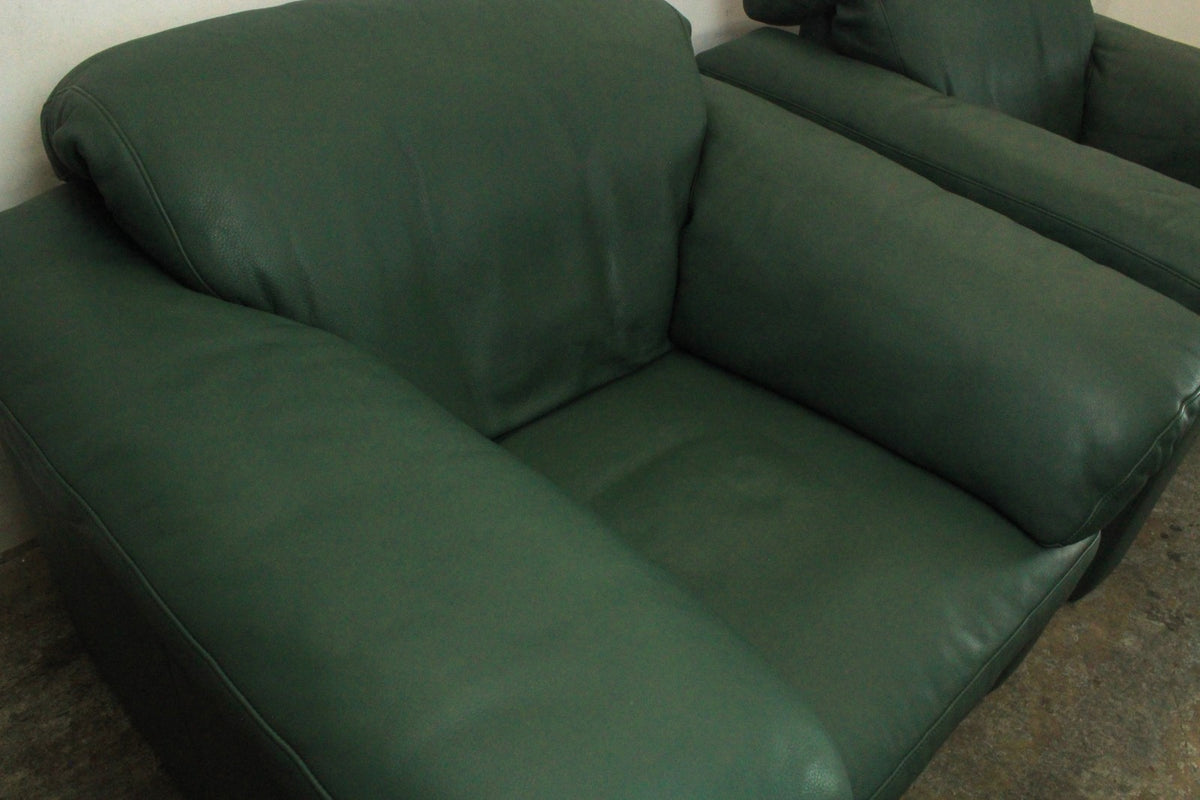 Rolf Benz 4000 Couch Garnitur Dreisitzer Sofa mit 2 Sessel Grün Leder | Rolf Benz - Bild 9