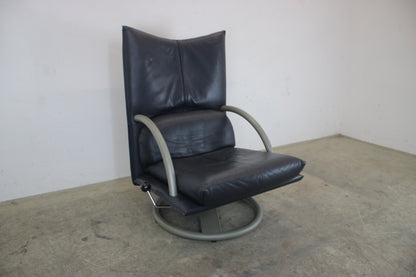 Rolf Benz BMP Sessel mit Hocker Modell 418 Torino Dunkelblau 80er Jahre Design | Rolf Benz - Bild 4