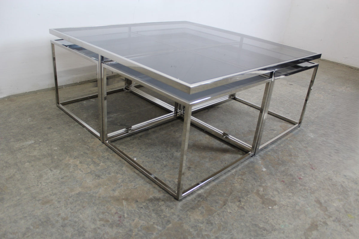 Eleganter Titanium - Glas - Couchtisch Mit 4 Ausziehbaren Spiegeltischen | Handarbeit - Bild 3