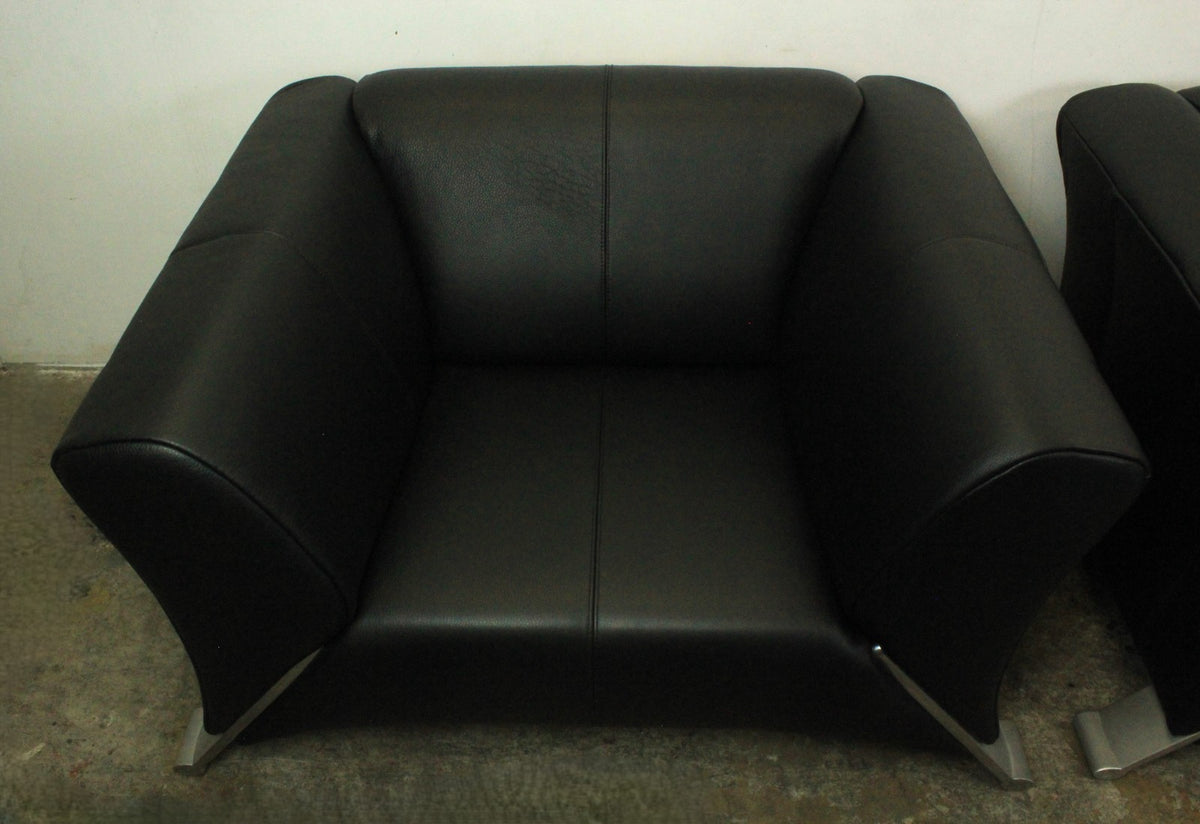 2 X Rolf Benz 322 Club Sessel Einsitzer Designer Sofa Echtleder Jet Black | Rolf Benz - Bild 7
