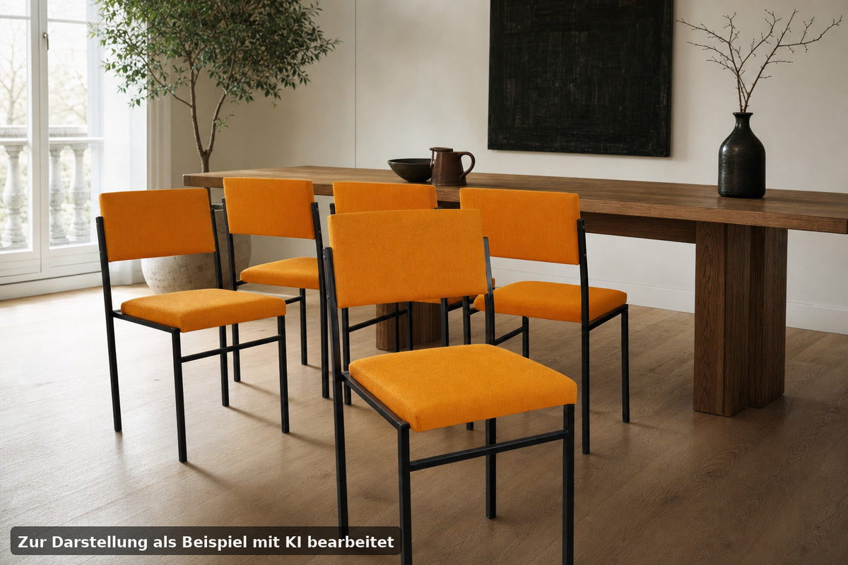 L&C Arnold Stahlrohr Stühle 60er Jahre Vintage Stuhl Set Hell Orange Neubezug | Arnold - Bild 1