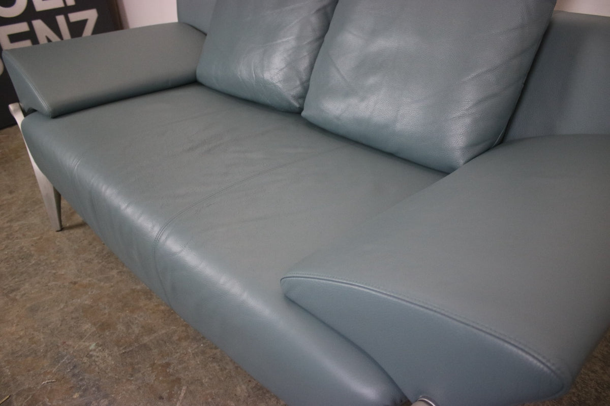 Rolf Benz Modell1600 Couch Echt Leder Graugrün Dreisitzer Funktion Sofa | Rolf Benz - Bild 6
