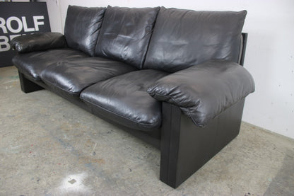 Prächtige Dreisitzer Couch de Sede Daunenkissen Echtleder Schwarz Designer Sofa | De Sede - Bild 4