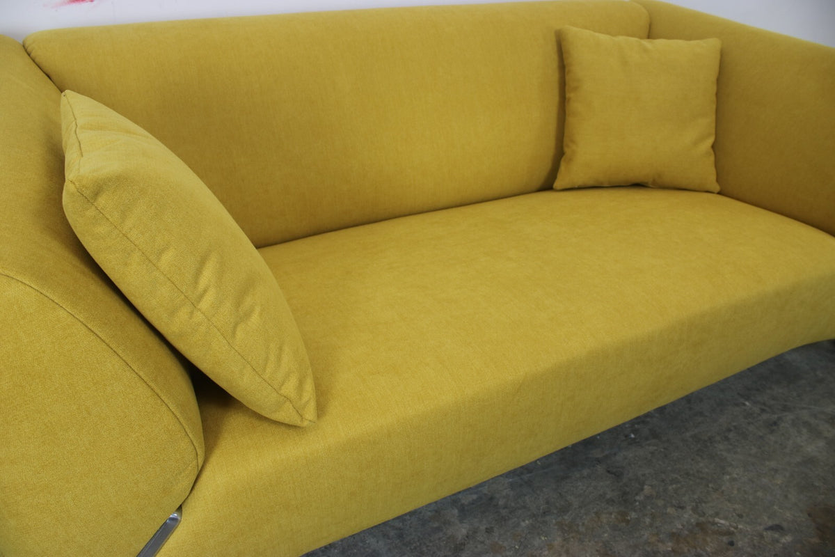 Rolf Benz 322 Clubsofa–Dreisitzer Designer Couch Neu Bezogen in Strahlendem Gelb | Rolf Benz - Bild 3