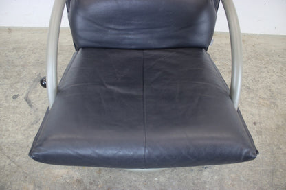 Rolf Benz BMP Sessel mit Hocker Modell 418 Torino Dunkelblau 80er Jahre Design | Rolf Benz - Bild 6