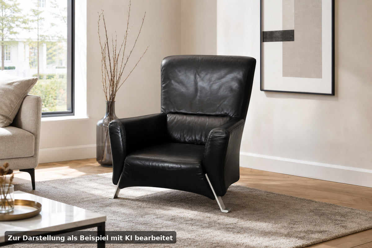 ROLF BENZ 322 | 1-SITZER | SCHWARZ LEDER | DESIGNER SESSEL | Rolf Benz - Bild 1