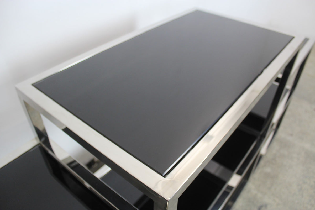 Elegantes Titanium Glasregal Sideboard Bücherregal Mit 6 Schwarzen Glasablagen | Reinstein Möbel - Bild 7