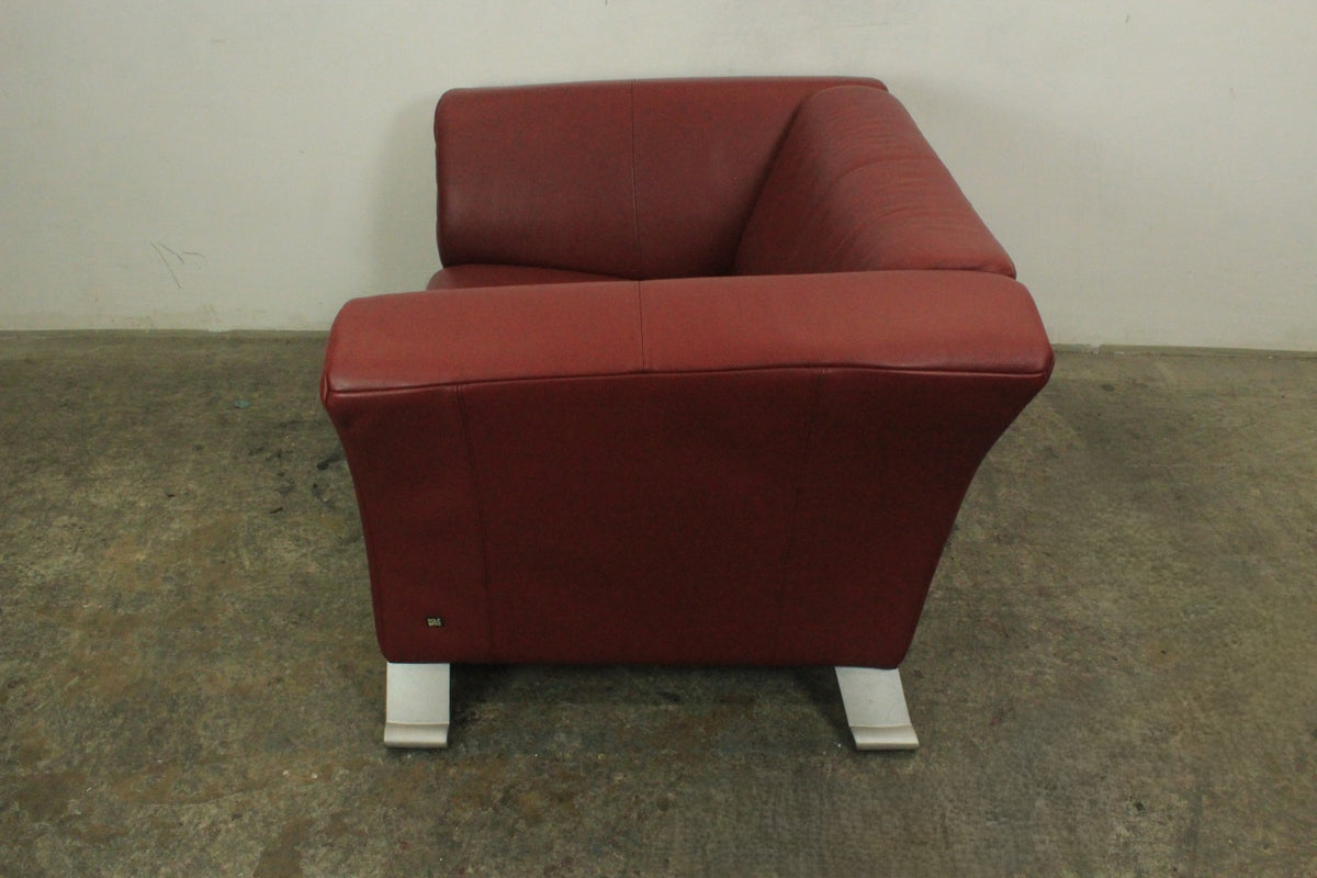 2 X Rolf Benz 322 Club Sessel Einsitzer Designer Sofa Echtleder Rot | Rolf Benz - Bild 9