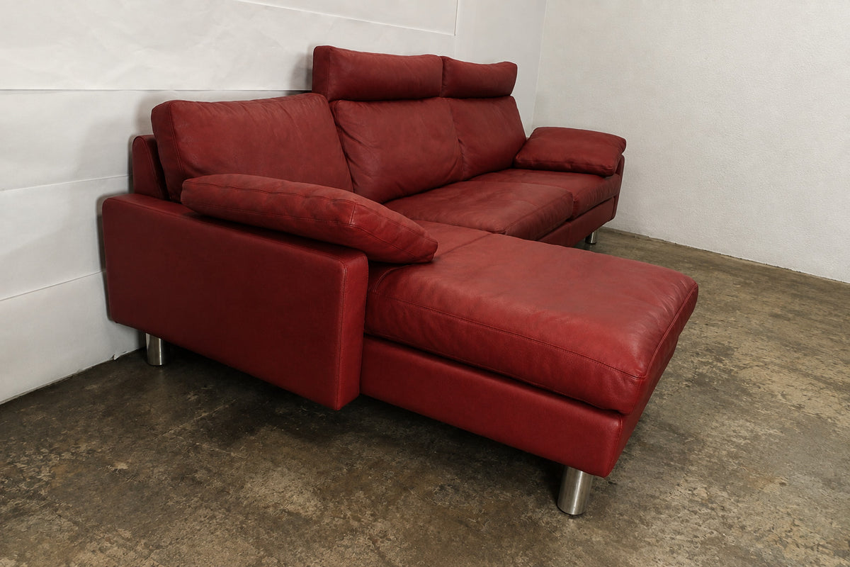 COR CONSETA | 3-SITZER OTTOMANE | ROT LEDER | DESIGNER SOFA | Cor - Bild 5
