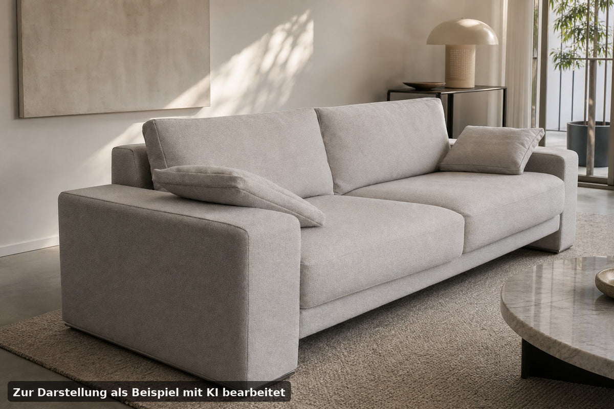 Rolf Benz EGO Couch Viersitzer Stoff Grau Designer Sofa Chromleisten Neubezug | Rolf Benz - Bild 1